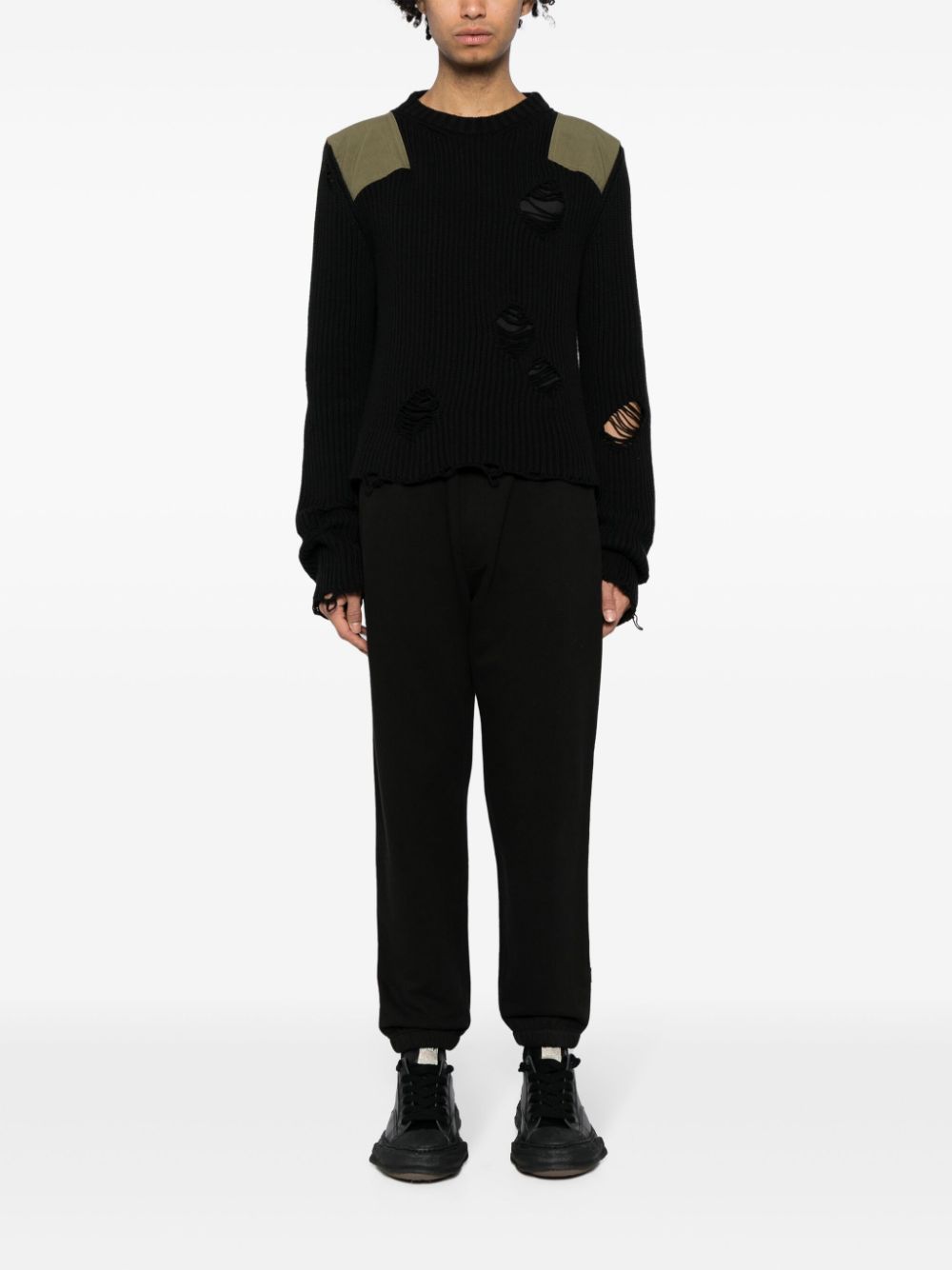 Maison-Kitsune Maharishi Tibetan Sanskrit organic-cotton Trousers Black Men Sweatpants