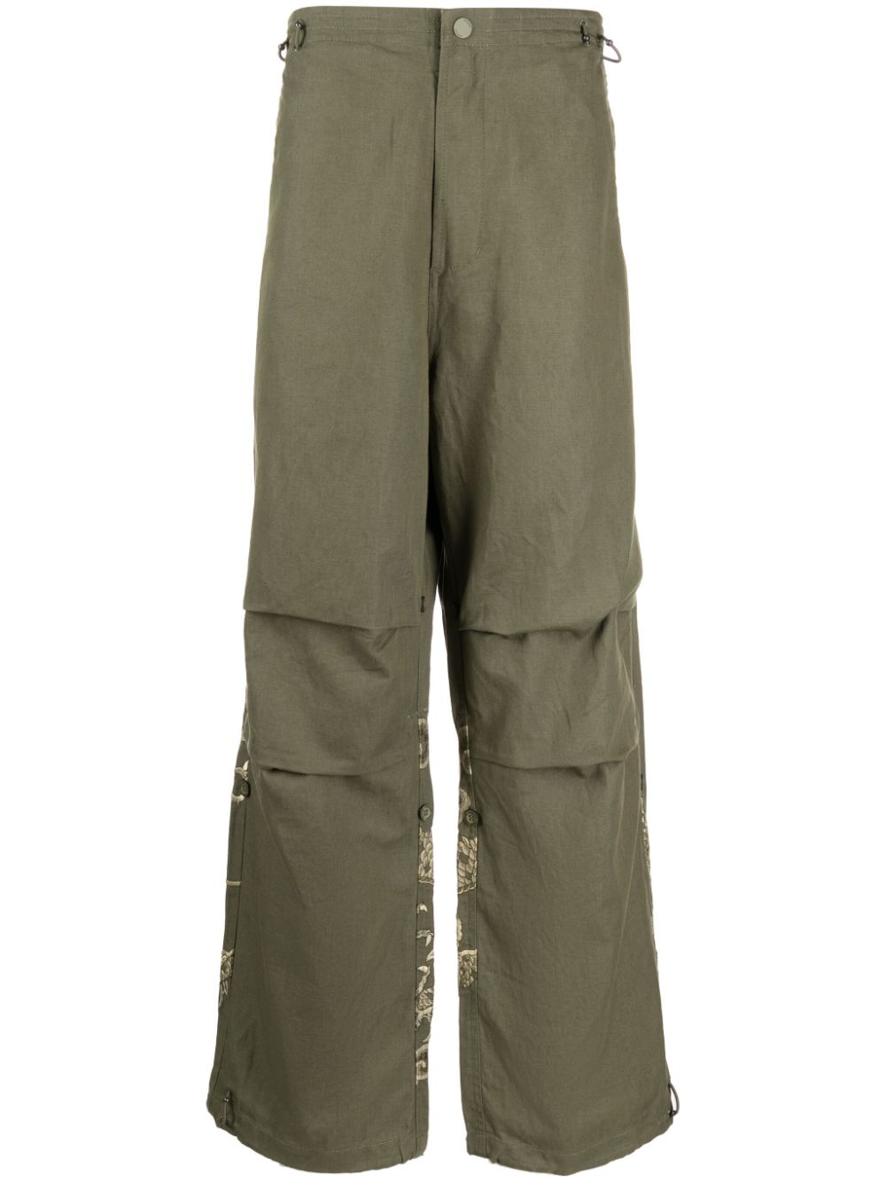Men Regular-Fit & Straight Leg Pants Maison-Kitsune Maharishi elasticated-waist straight-leg Trousers Green