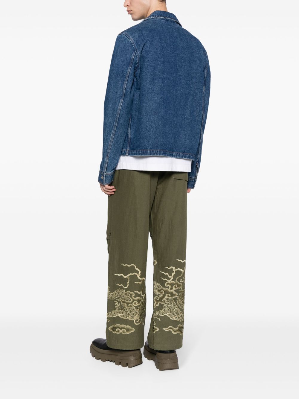 Men Regular-Fit & Straight Leg Pants Maison-Kitsune Maharishi elasticated-waist straight-leg Trousers Green