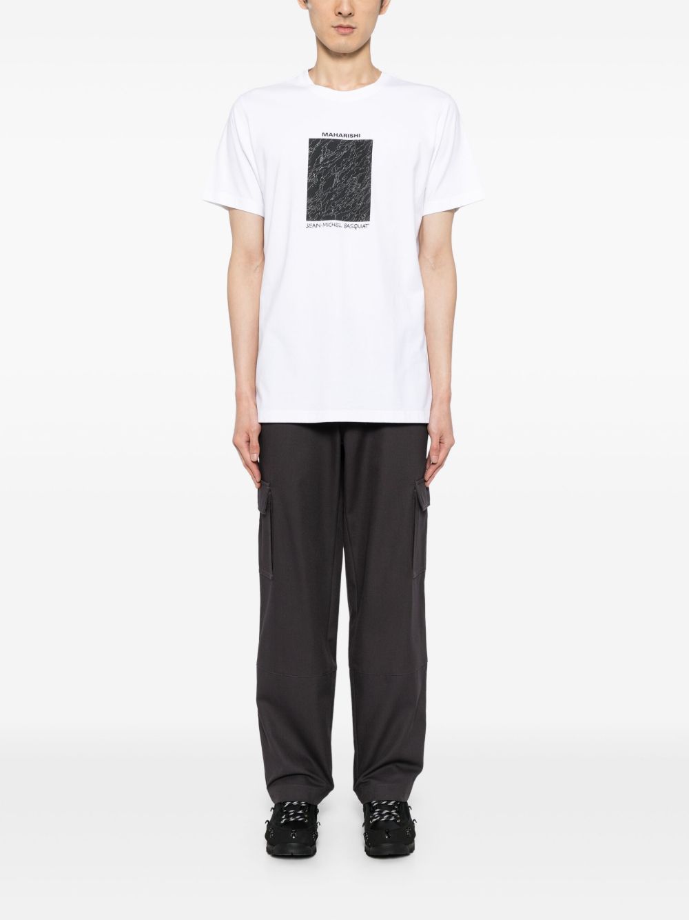 Maharishi logo-print Cotton T-shirt White Maison-Kitsune Men T-Shirts