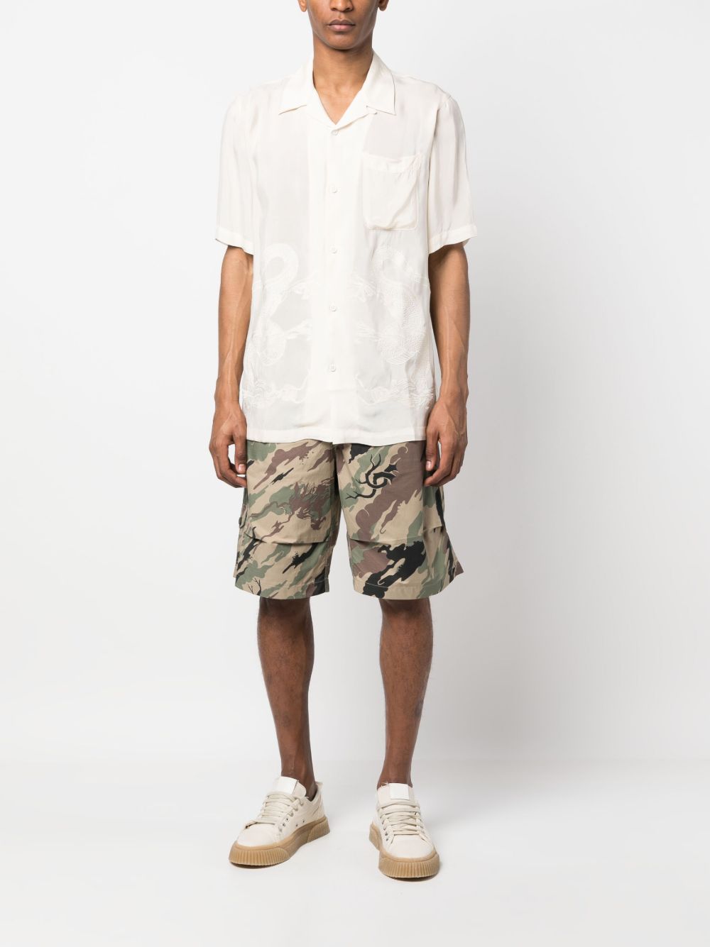 Maison-Kitsune Maharishi Loose camouflage-print Shorts Neutrals Men Cargo Shorts