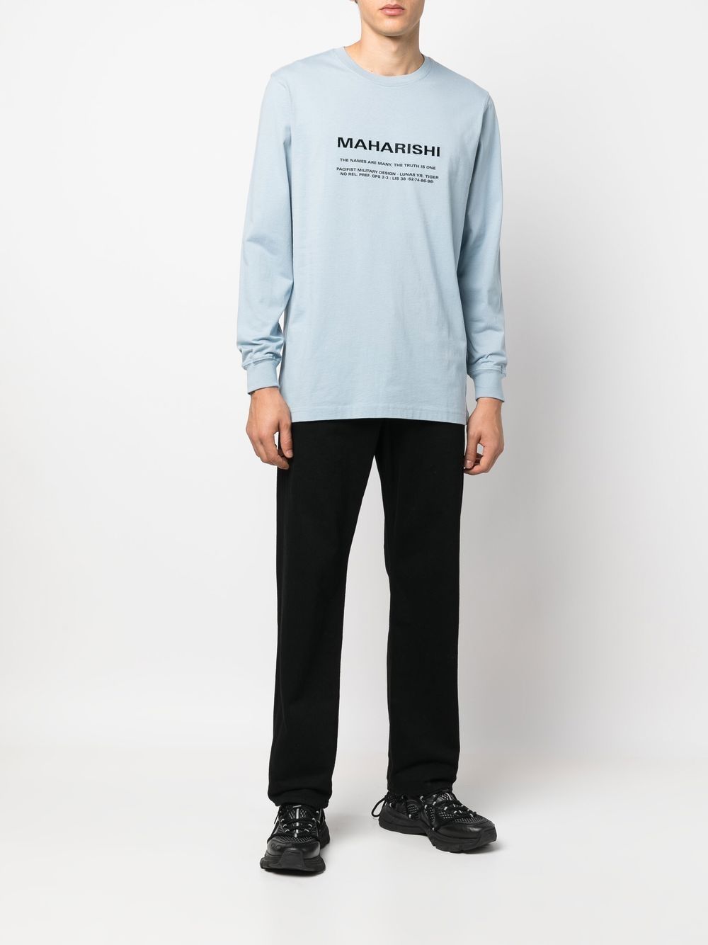 Maison-Kitsune Maharishi logo-print long-sleeve T-shirt Blue Men T-Shirts