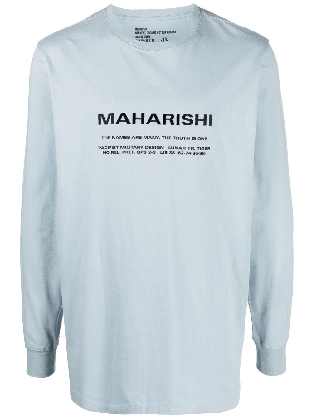 Maison-Kitsune Maharishi logo-print long-sleeve T-shirt Blue Men T-Shirts