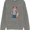Maison Kitsuné Dressed Fox-intarsia Sweater Grey Men Knitted Sweaters Maison-Kitsune