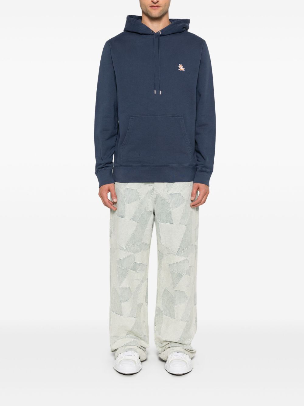 Men Hoodies Maison-Kitsune Maison Kitsuné Fox Head Cotton Hoodie Blue