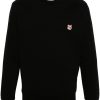 Maison Kitsuné Fox-patch Cotton Sweatshirt Black Maison-Kitsune Men Sweatshirts
