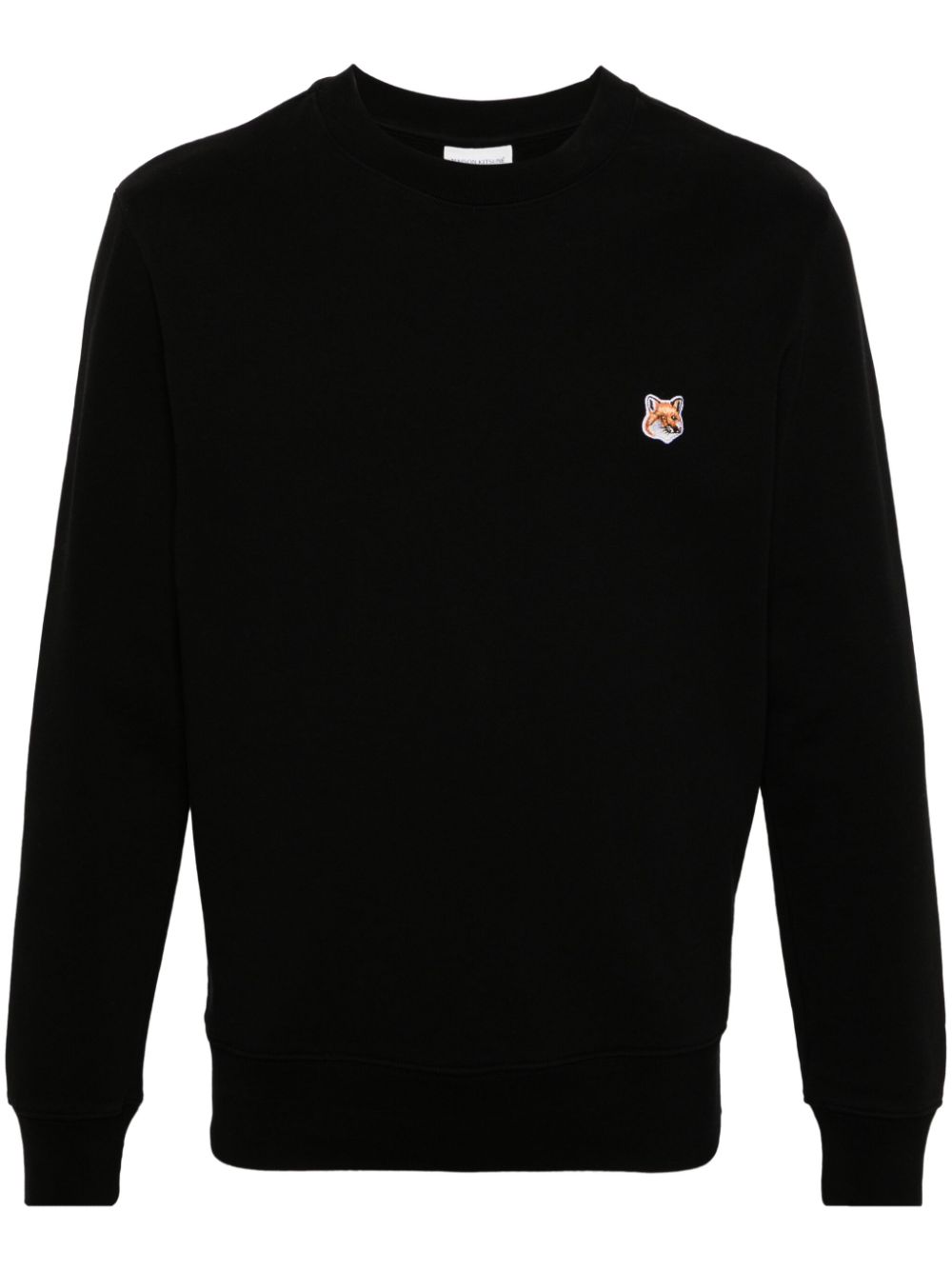 Maison Kitsuné Fox-patch Cotton Sweatshirt Black Maison-Kitsune Men Sweatshirts