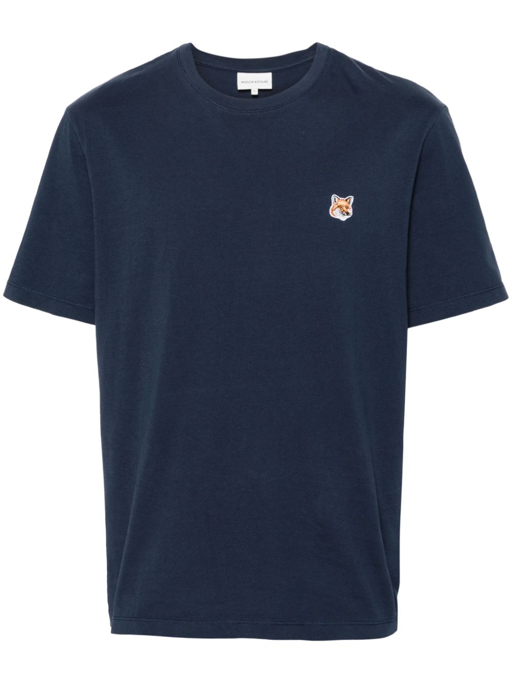 Maison Kitsuné Fox-motif Cotton T-shirt Blue Men T-Shirts Maison-Kitsune
