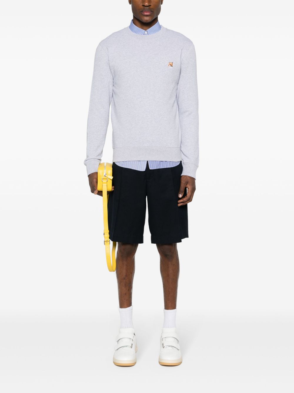 Maison Kitsuné logo-appliqué Jersey Sweatshirt Grey Men Sweatshirts Maison-Kitsune