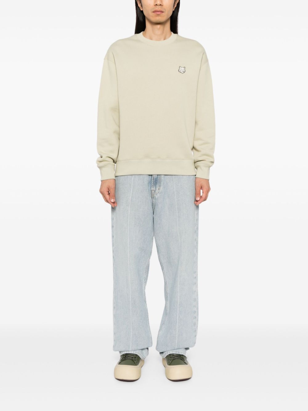 Maison Kitsuné Bold Fox Head Cotton Sweatshirt Neutrals Men Sweatshirts Maison-Kitsune