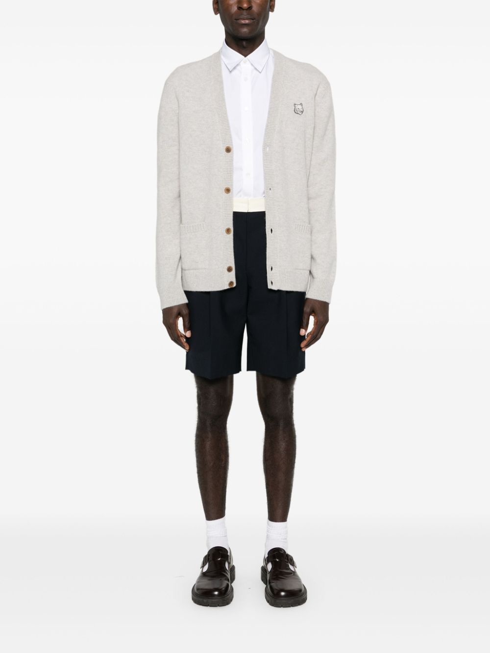 Men Shirts Maison-Kitsune Maison Kitsuné Fox-motif Cotton Shirt White