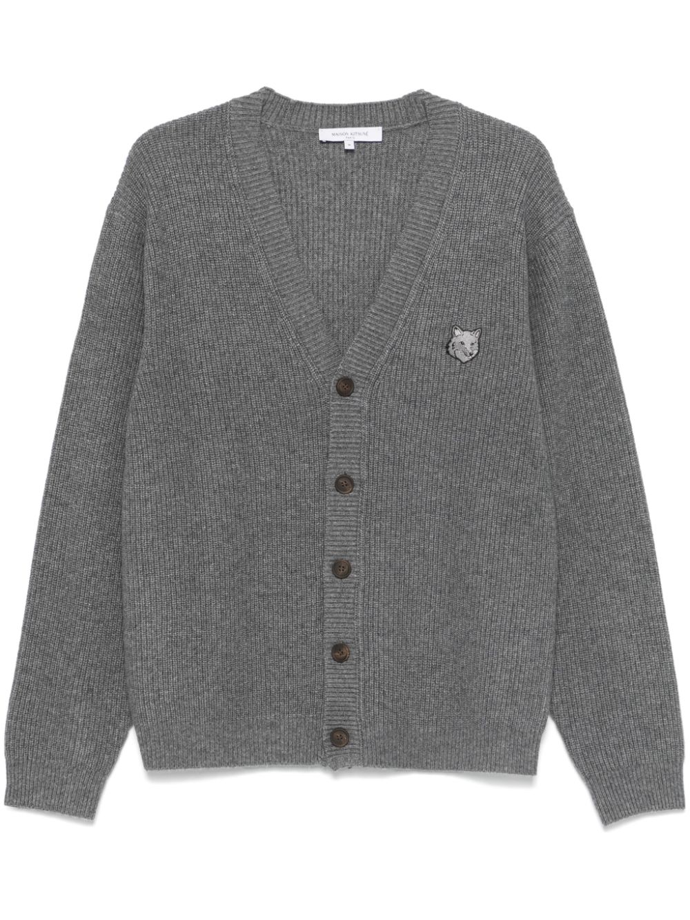 Maison-Kitsune Cardigans Men Maison Kitsuné Bold Fox Head-patch Cardigan Grey