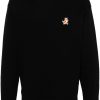 Men Sweatshirts Maison-Kitsune Maison Kitsuné Speedy Fox-patch Cotton Sweatshirt Black