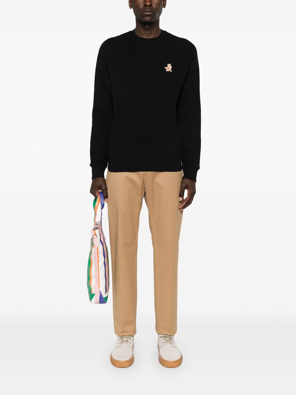 Men Sweatshirts Maison-Kitsune Maison Kitsuné Speedy Fox-patch Cotton Sweatshirt Black