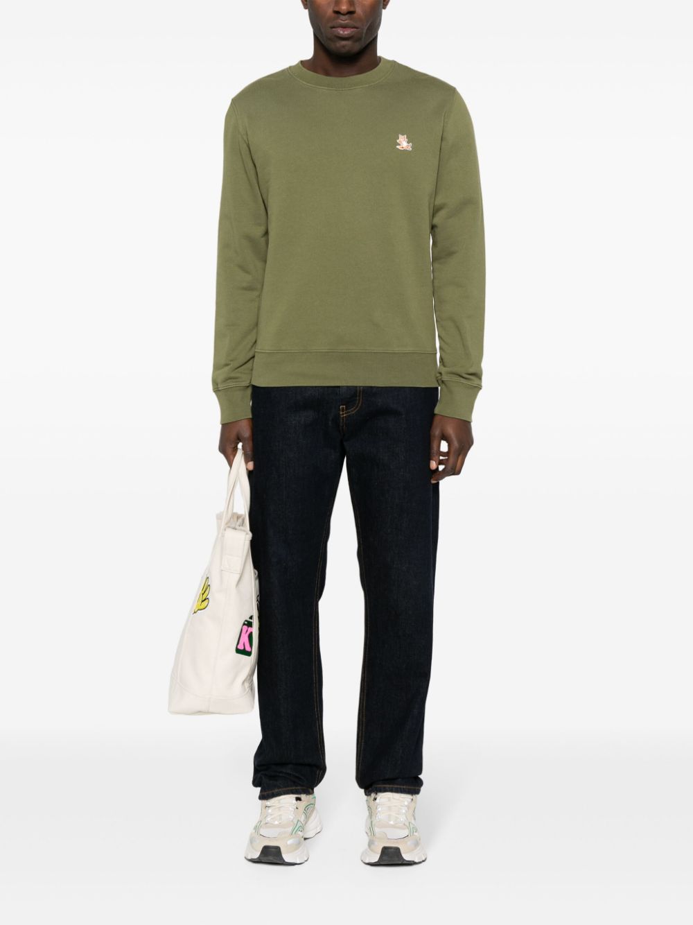 Maison Kitsuné Chillax Fox Cotton Sweatshirt Green Maison-Kitsune Men Sweatshirts