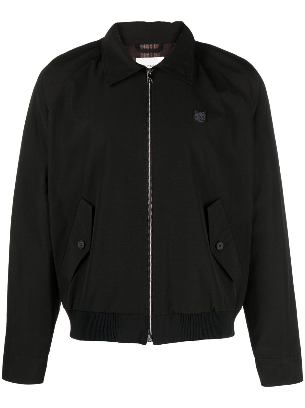 Maison-Kitsune Bomber Jackets Men Maison Kitsuné fox-appliqué Cotton Bomber Jacket Black
