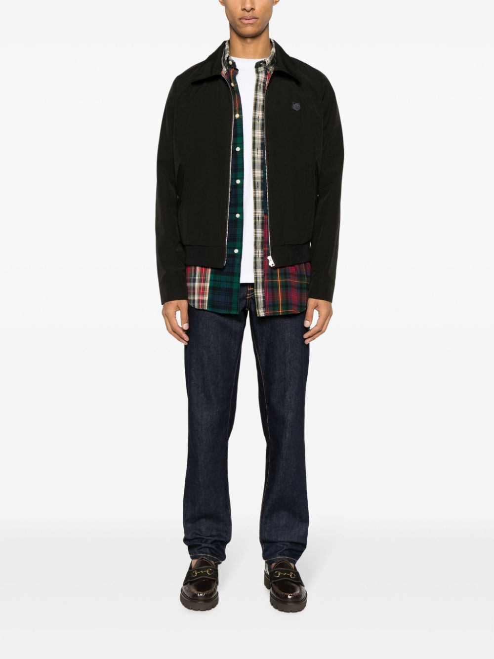 Maison-Kitsune Bomber Jackets Men Maison Kitsuné fox-appliqué Cotton Bomber Jacket Black