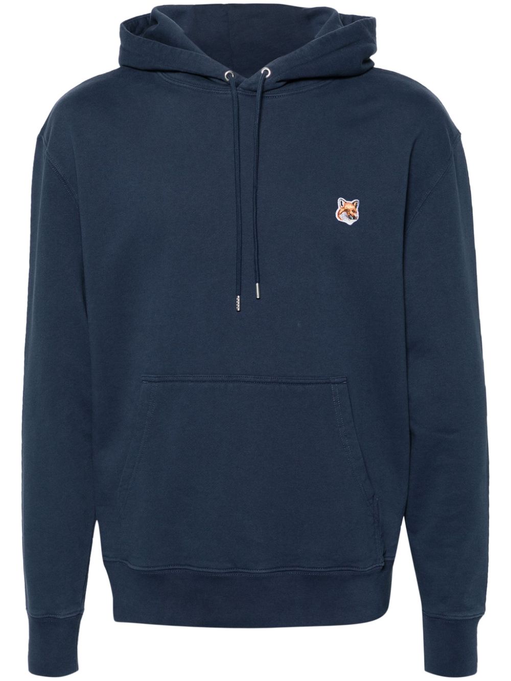 Maison Kitsuné Fox-motif Cotton Hoodie Blue Men Hoodies Maison-Kitsune
