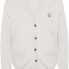 Maison-Kitsune Cardigans Men Maison Kitsuné Bold Fox Head Wool Cardigan Grey