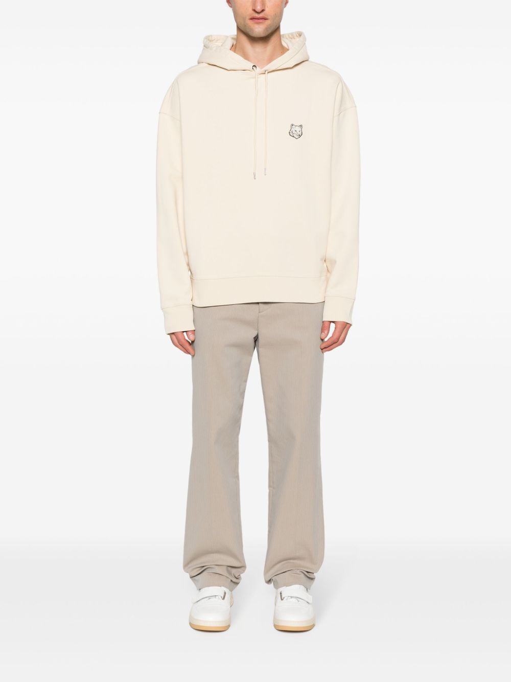 Maison-Kitsune Hoodies Men Maison Kitsuné Bold Fox Head Cotton Hoodie Neutrals