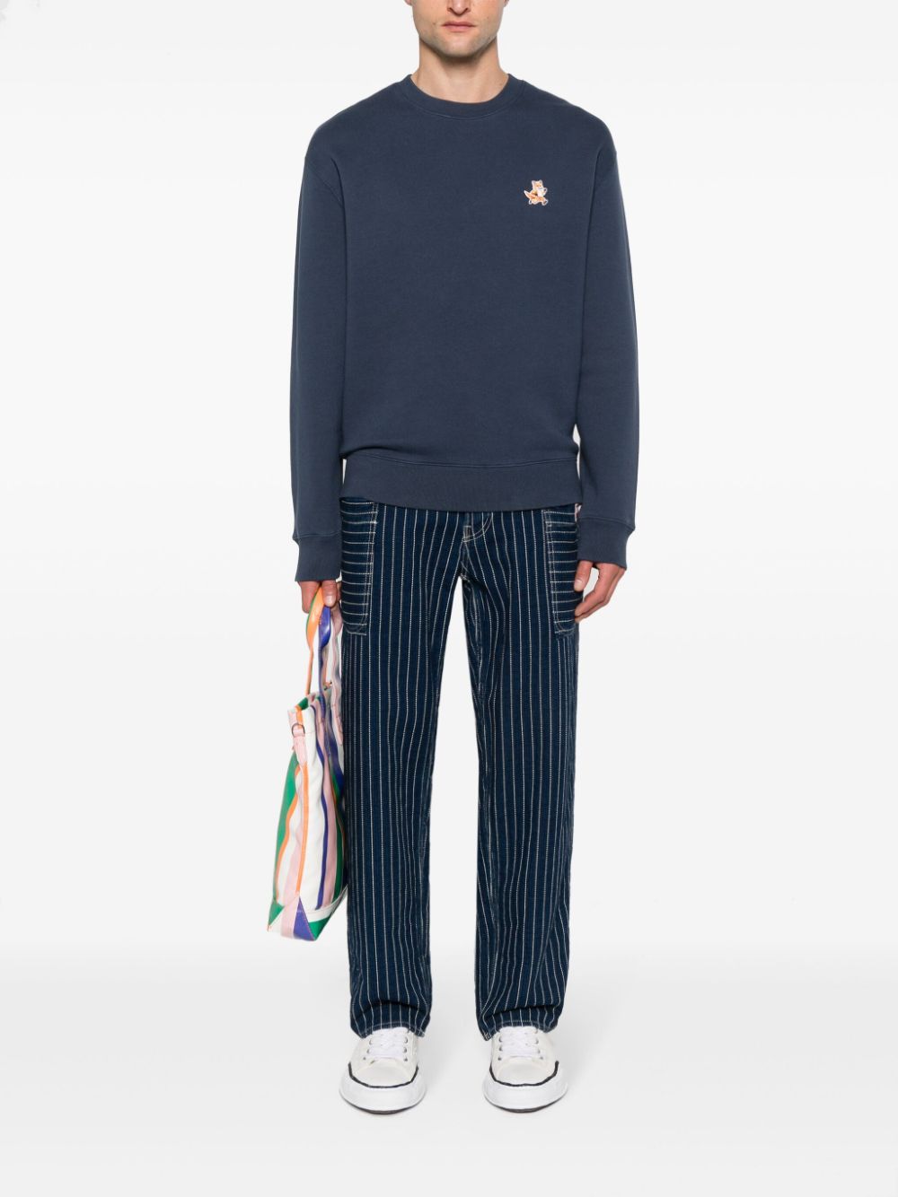Maison-Kitsune Maison Kitsuné Fox-motif Cotton Sweatshirt Blue Men Sweatshirts