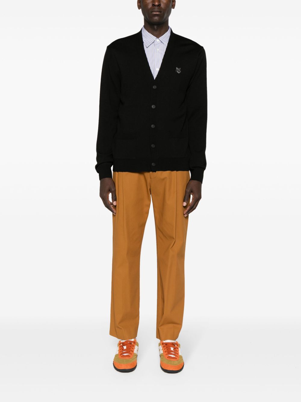 Maison Kitsuné Chillax Fox Wool Cardigan Black Maison-Kitsune Men Cardigans