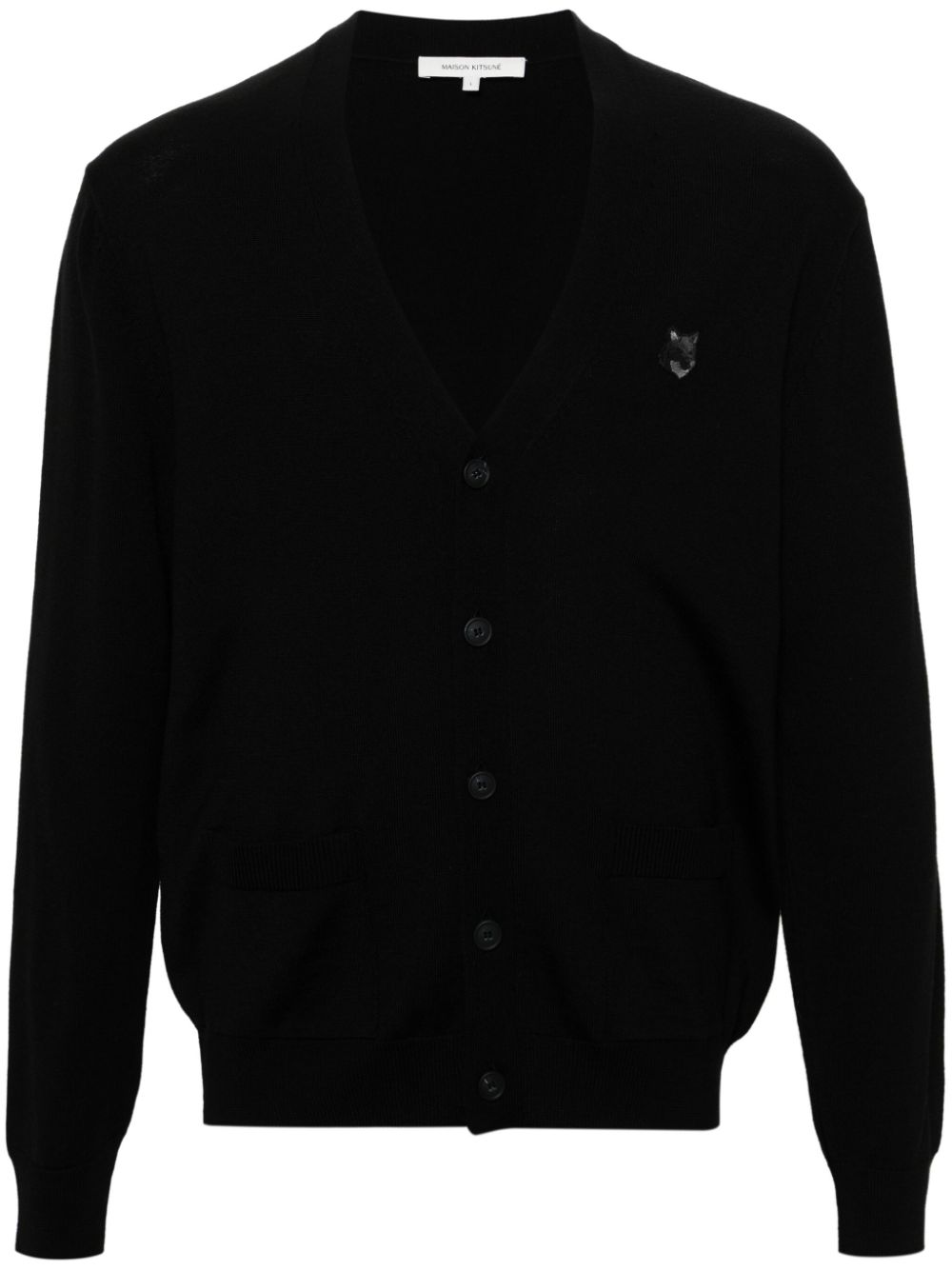 Maison Kitsuné Chillax Fox Wool Cardigan Black Maison-Kitsune Men Cardigans