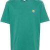 Maison-Kitsune T-Shirts Men Maison Kitsuné Fox Head Cotton T-shirt Green