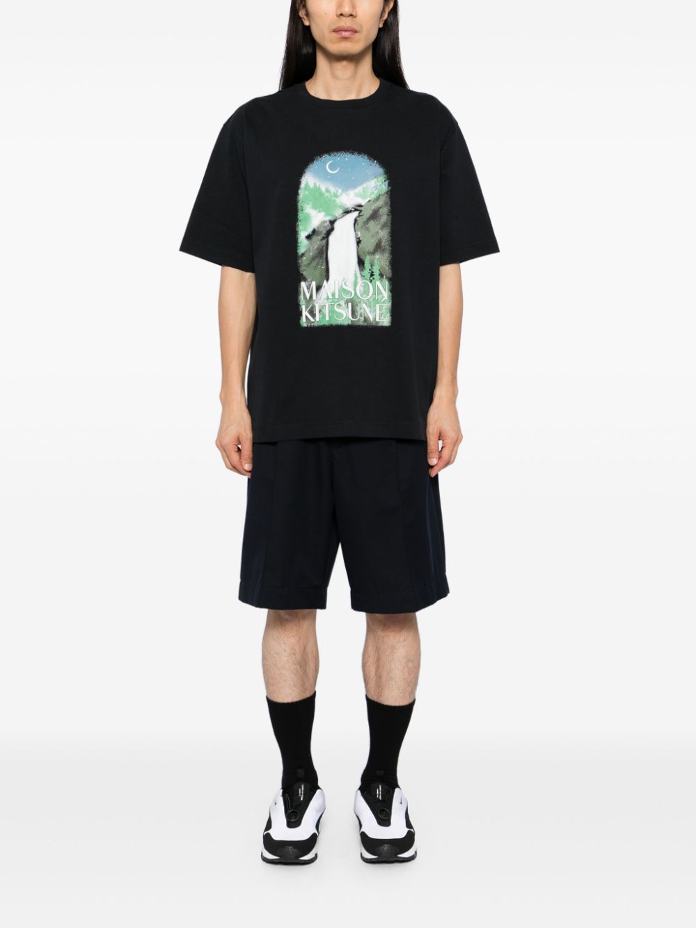 Maison Kitsuné Waterfall Oversize T-shirt Black Maison-Kitsune Men T-Shirts
