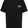 Maison Kitsuné Handwriting-logo Cotton T-shirt Blue Maison-Kitsune Men T-Shirts
