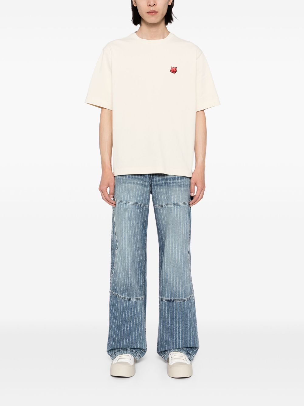 Maison-Kitsune Maison Kitsuné Bold Fox Head Patch Comfort T-shirt Neutrals Men T-Shirts