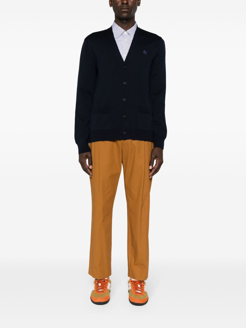 Men Cardigans Maison-Kitsune Maison Kitsuné Chillax Fox Wool Cardigan Blue