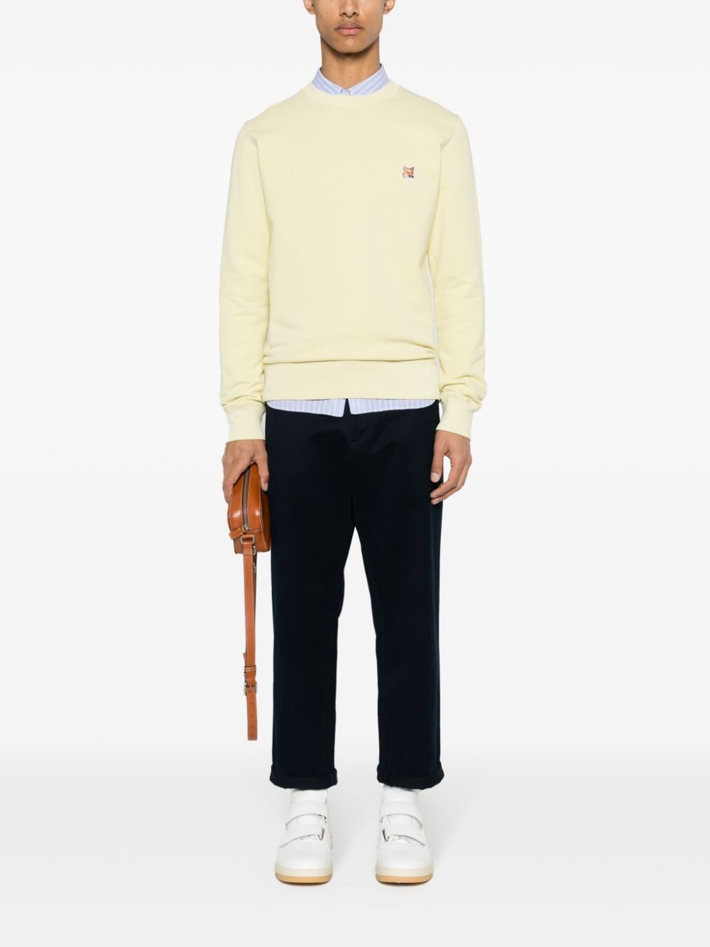 Men Sweatshirts Maison-Kitsune Maison Kitsuné fox-patch Cotton Sweatshirt Yellow
