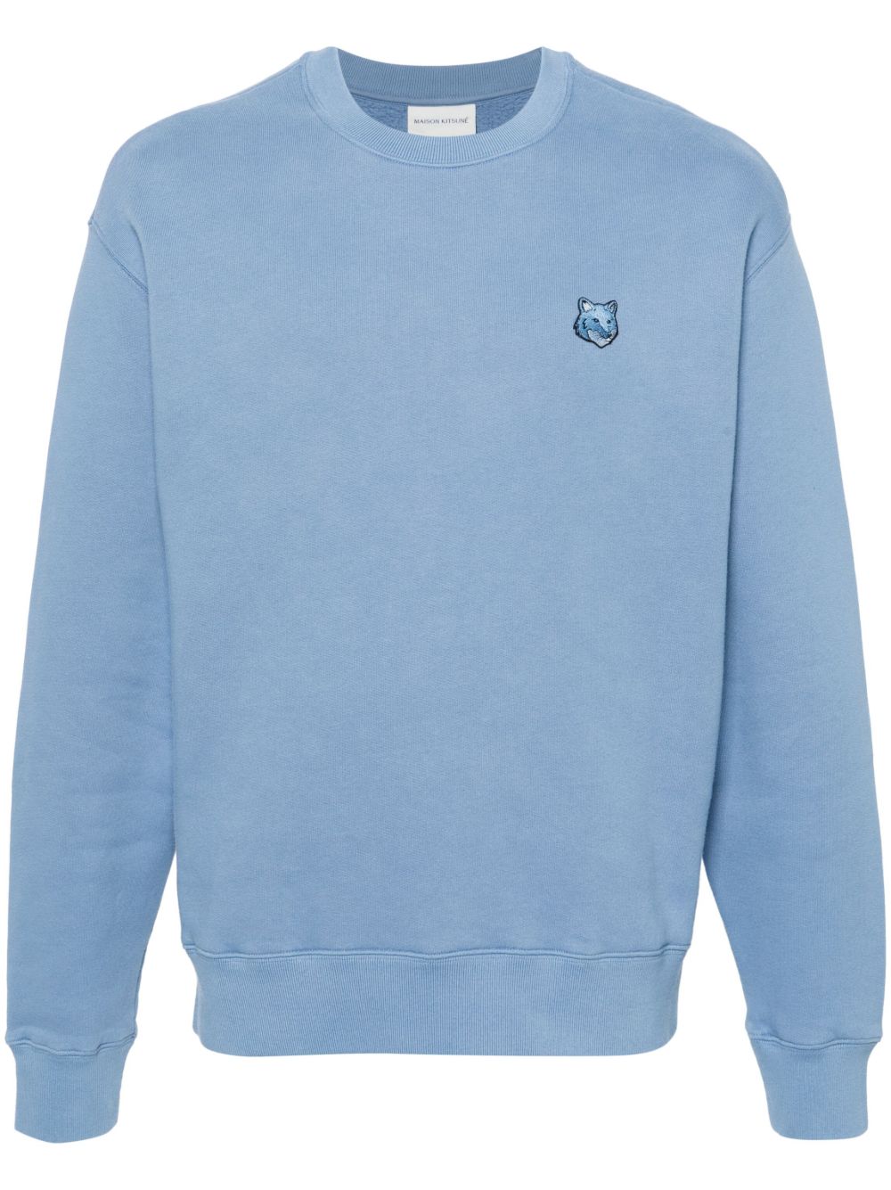 Maison-Kitsune Sweatshirts Men Maison Kitsuné logo-patch Cotton Sweatshirt Blue