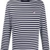 Men T-Shirts Maison-Kitsune Maison Kitsuné fox-embroidered Striped T-shirt Blue