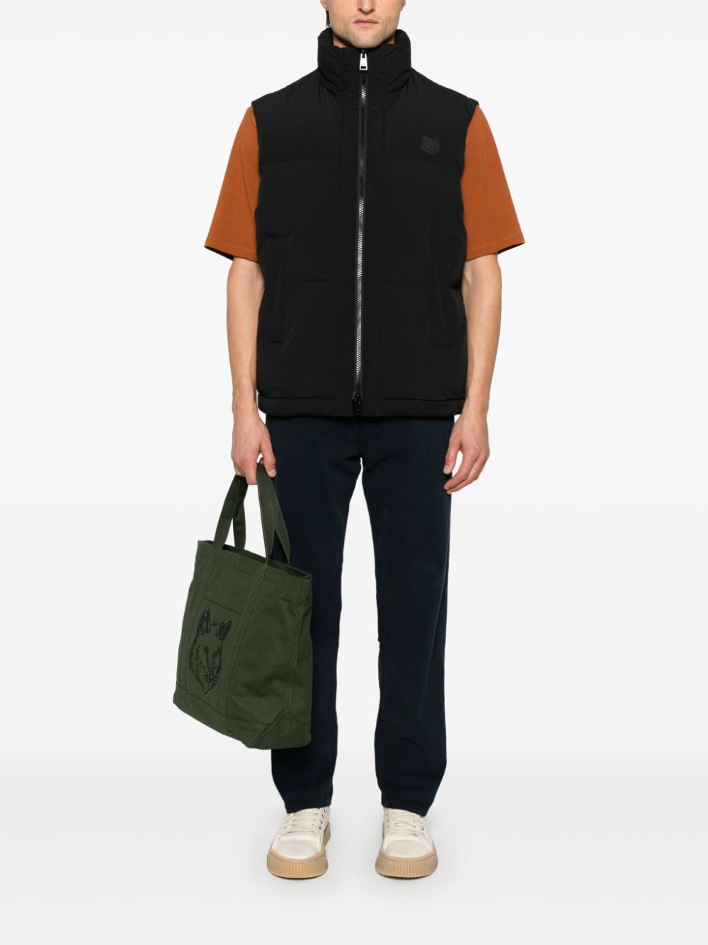 Maison-Kitsune Maison Kitsuné Padded Gilet Black Men Waistcoats & Gilets