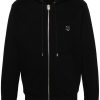 Men Hoodies Maison-Kitsune Maison Kitsuné Fox-patch zip-up Hoodie Black