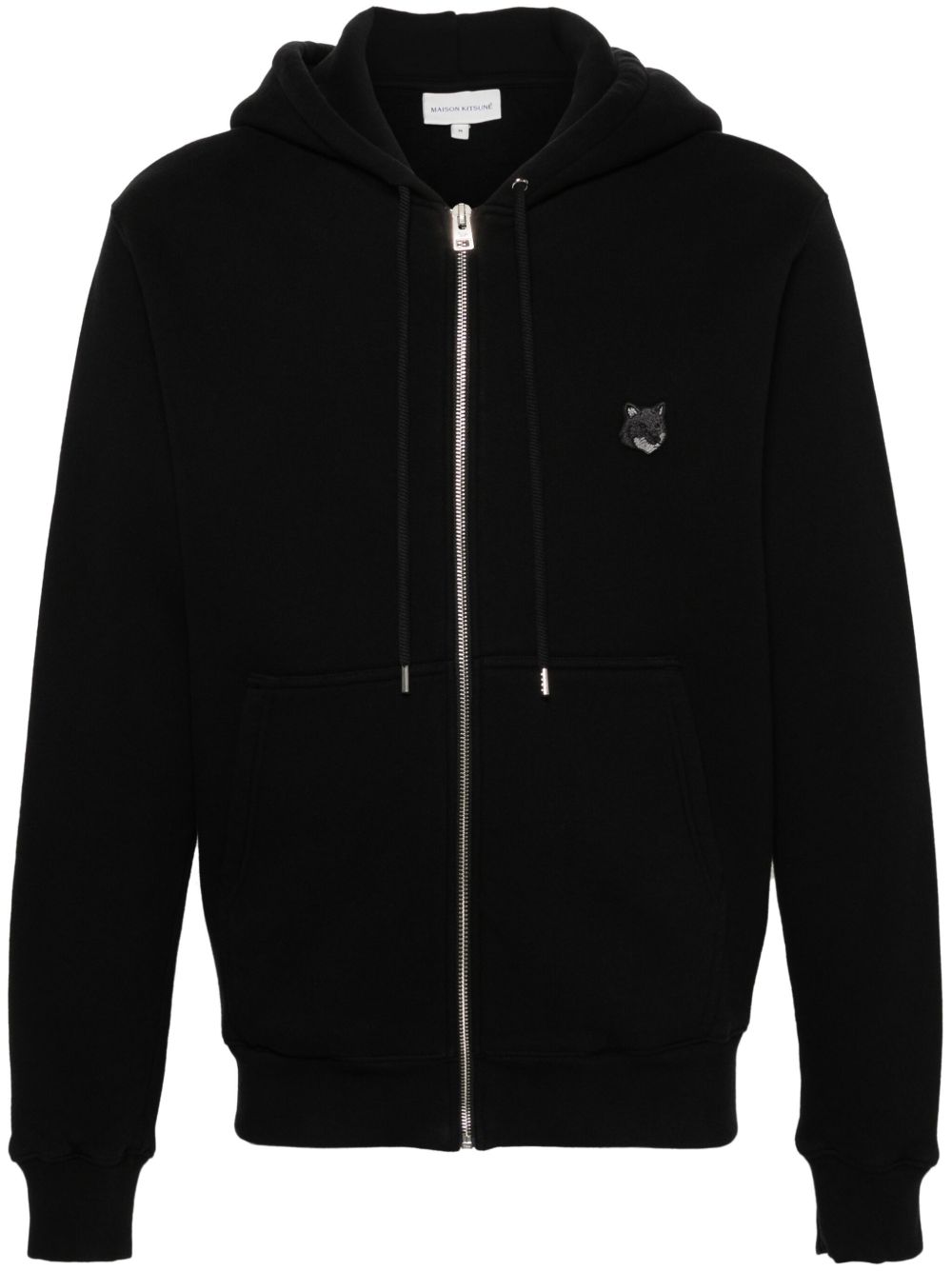 Men Hoodies Maison-Kitsune Maison Kitsuné Fox-patch zip-up Hoodie Black