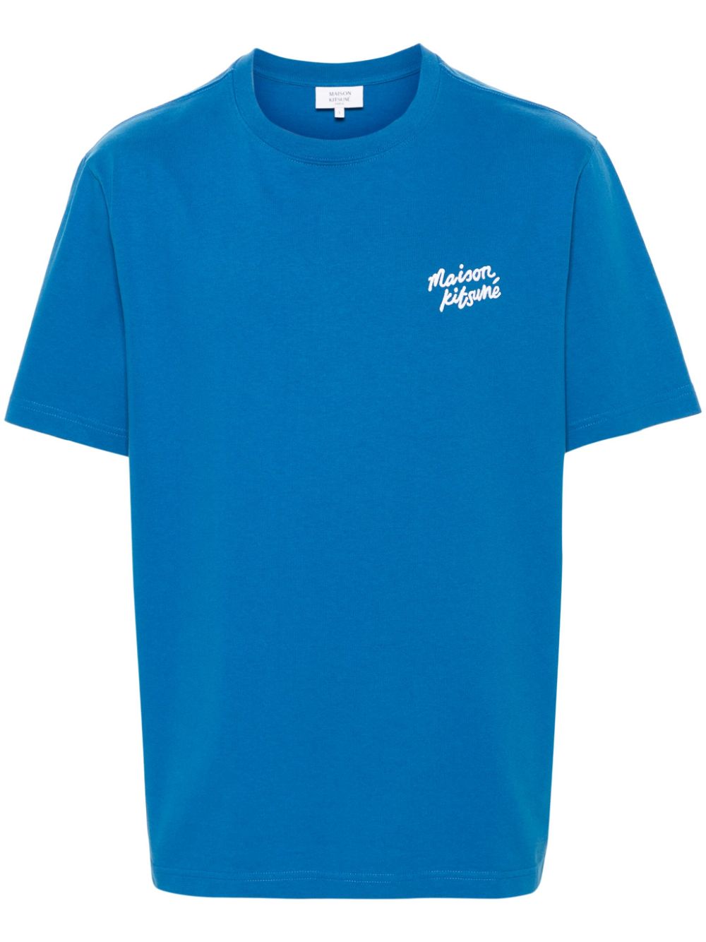 Men T-Shirts Maison-Kitsune Maison Kitsuné logo-embroidered Cotton t-shirt Blue