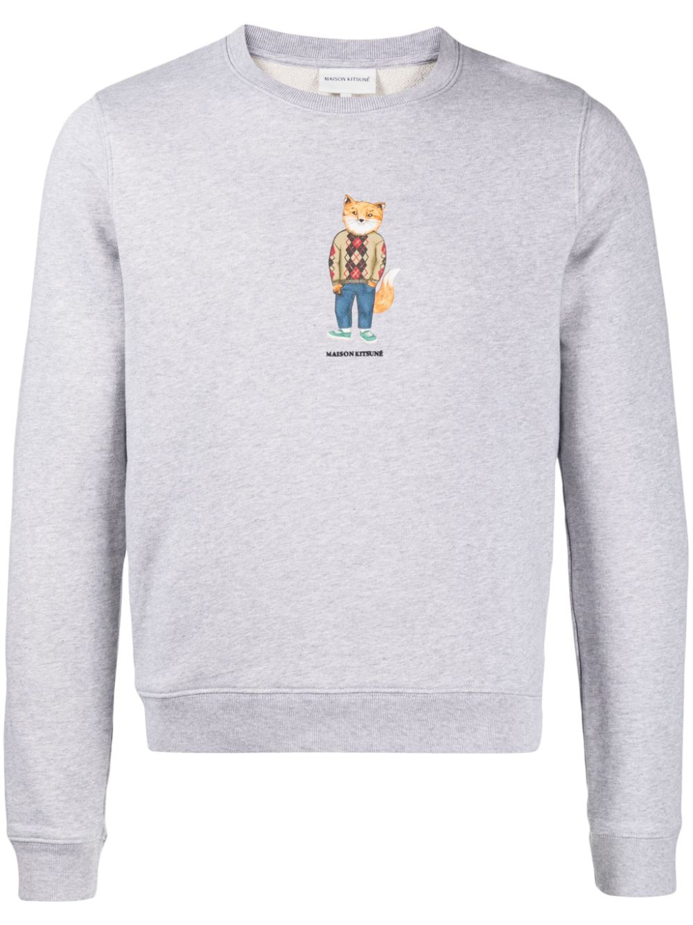 Maison Kitsuné Fox-print Cotton Sweatshirt Grey Maison-Kitsune Men Sweatshirts