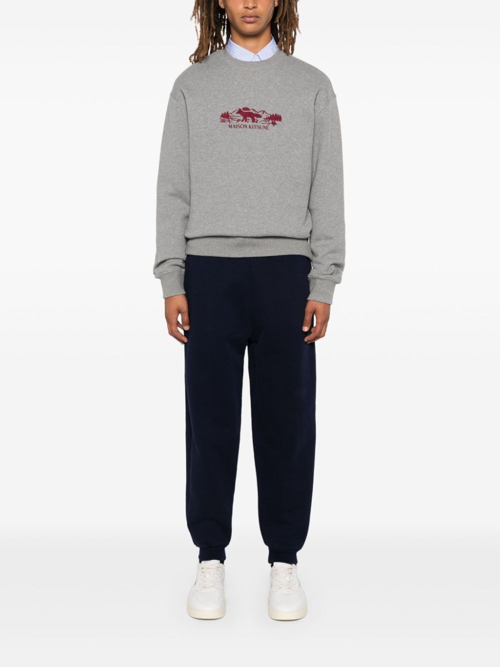 Maison Kitsuné Outdoor Profile Fox Sweatshirt Grey Men Sweatshirts Maison-Kitsune