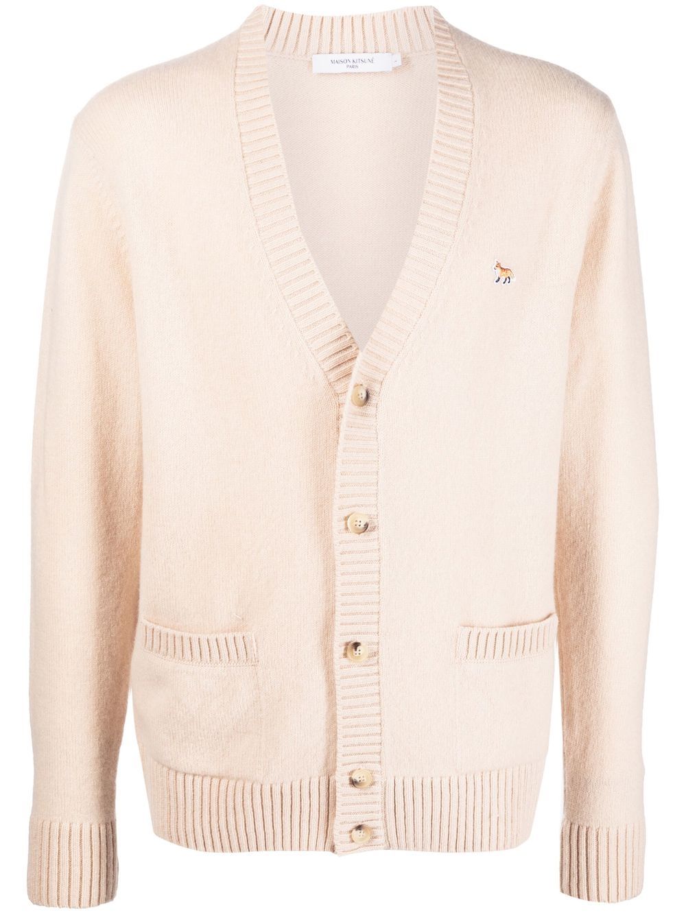 Maison-Kitsune Cardigans Men Maison Kitsuné Lambs Wool Cardigan Neutrals