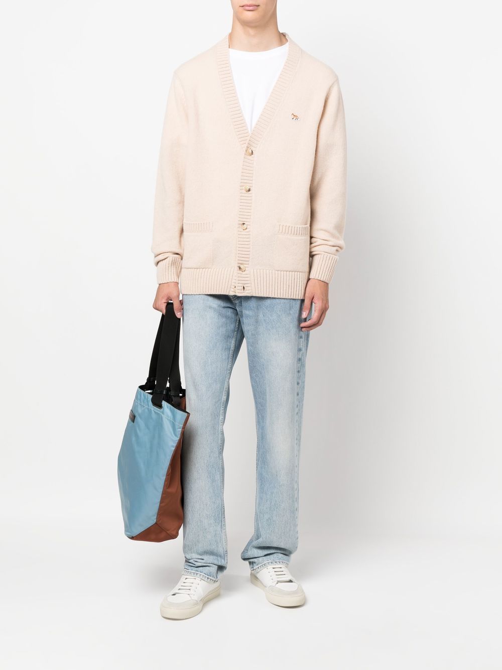 Maison-Kitsune Cardigans Men Maison Kitsuné Lambs Wool Cardigan Neutrals