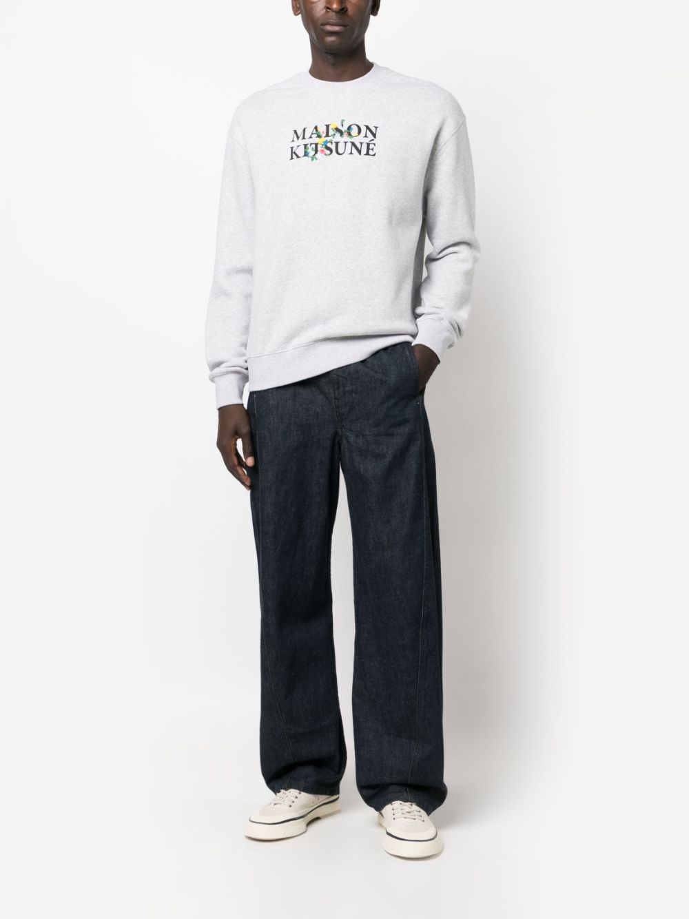 Men Sweatshirts Maison-Kitsune Maison Kitsuné logo-print Cotton Sweatshirt Grey