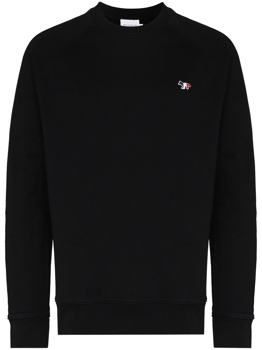 Men Sweatshirts Maison-Kitsune Maison Kitsuné Flag Fox Cotton Sweatshirt Black