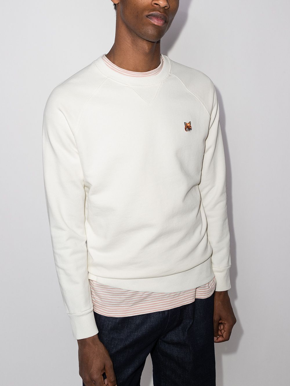 Maison-Kitsune Maison Kitsuné Chillax Fox crew-neck Sweatshirt White Men Sweatshirts