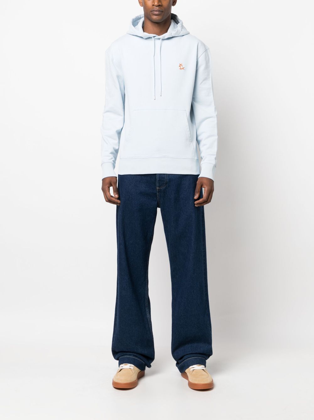 Maison Kitsuné Chillax Fox-motif Cotton Hoodie Blue Maison-Kitsune Men Hoodies