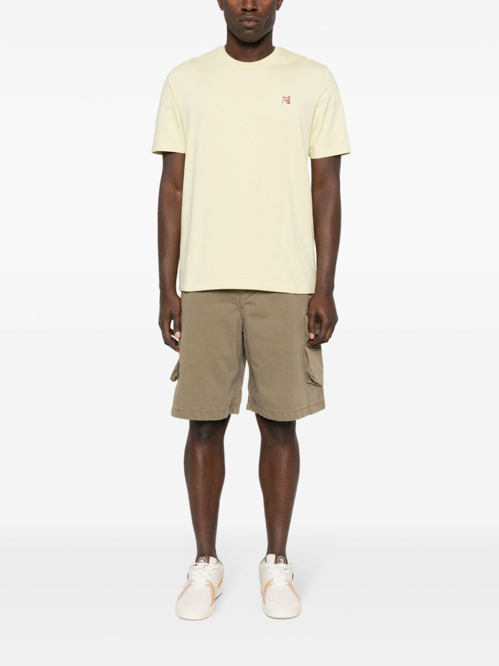 Maison-Kitsune T-Shirts Men Maison Kitsuné Fox Head Cotton T-shirt Yellow