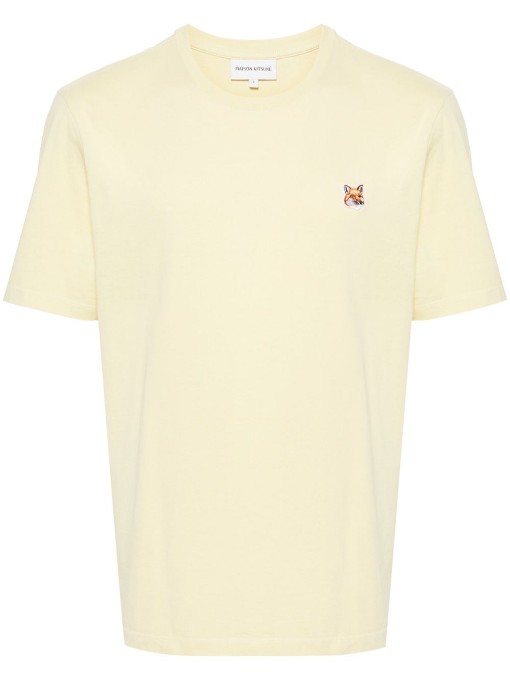 Maison-Kitsune T-Shirts Men Maison Kitsuné Fox Head Cotton T-shirt Yellow