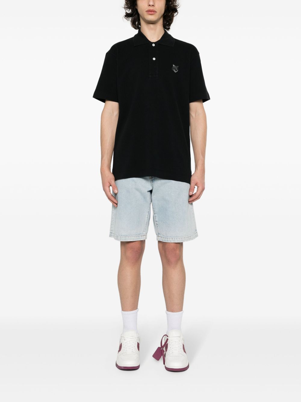 Men Polo Shirts Maison-Kitsune Maison Kitsuné fox-motif Polo Shirt Black